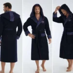 Navy Retreat Men’s Bamboo & Cotton Bathrobe