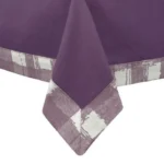 Lilac Charm Cotton Tablecloth with Checked Border