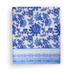 Blue Meadow Basket Weave Cotton Tablecloth